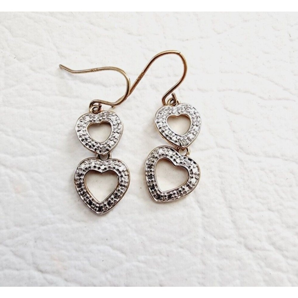 Sterling Silver Vermeil DESIGNER PAJ DOUBLE HEART Dangle Earrings